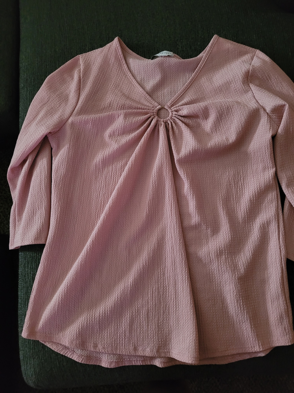 Light Pink Ring-Front V-Neck Blouse